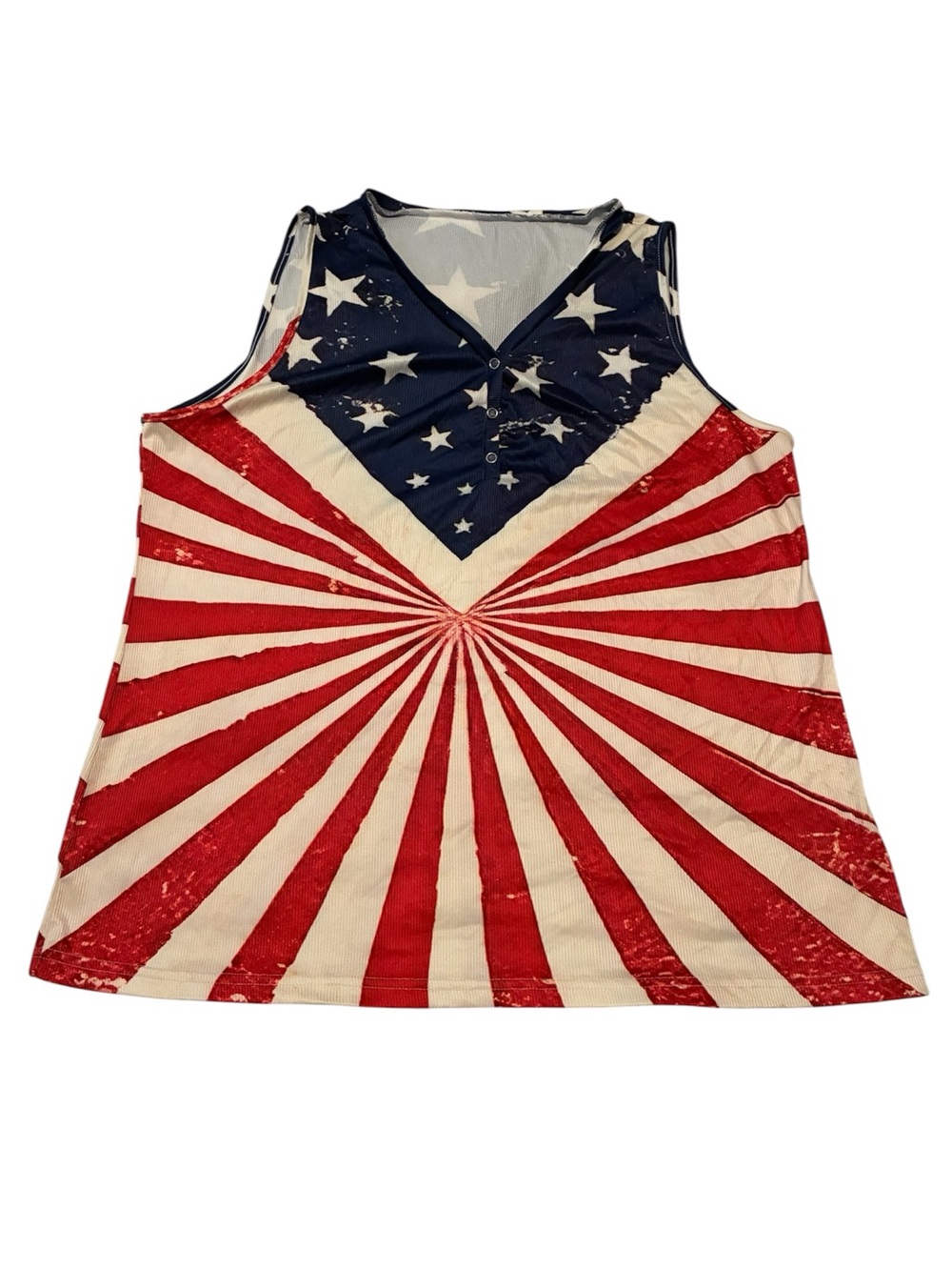 Patriotic Starburst Sleeveless Women’s Tank Top - Red, White, Blue